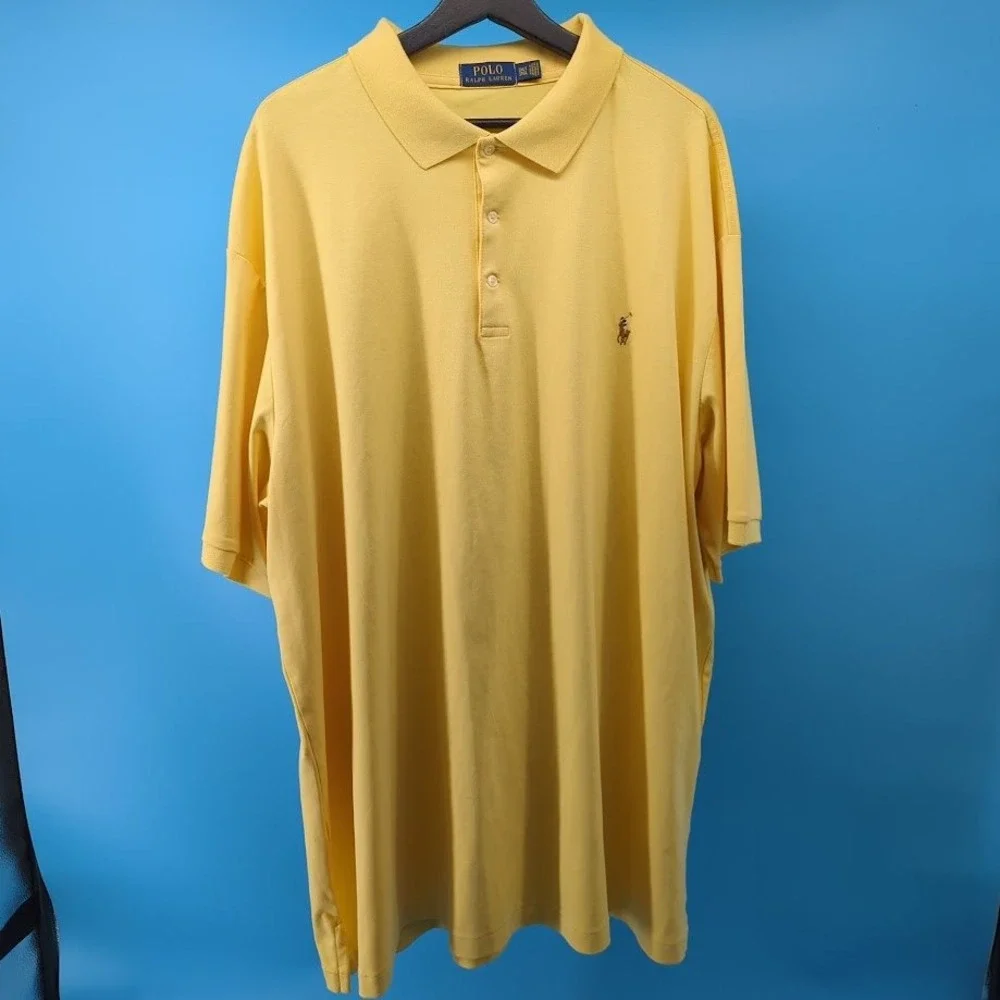 Polo Ralph Lauren Mens 3XLT Yellow Short Sleeve Cotton Flesh Polo Shirt 3XL Tall